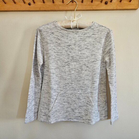 J. Jill Waffle Top Size XSP Gray Kangaroo Pocket Cotton Blend (Petite) - Picture 1 of 8